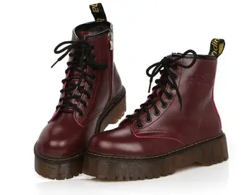 

High quality platform autumn and winter add cotton warm motorcycle boots women's punk ankle boots size 35-40