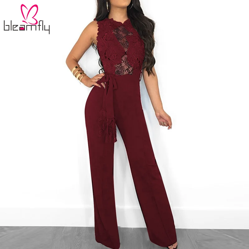 

Overalls For Women Elegant Sleeveless Embroidery 2019 Summer Rompers Womens Jumpsuit Body Suit Plus Size Female Trousers Tunic