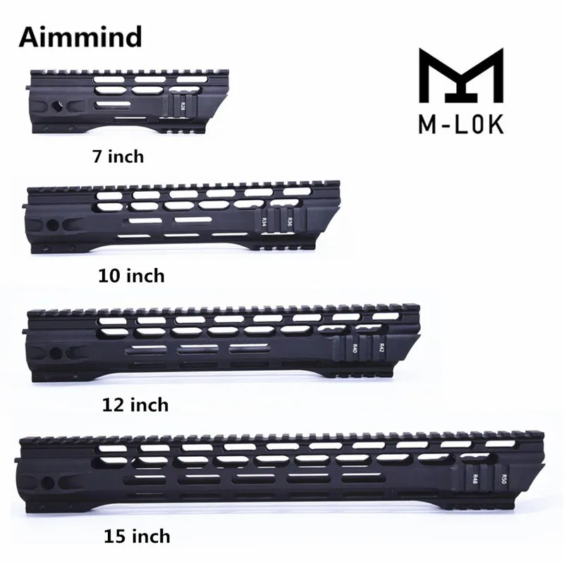 

7" 10" 12" 15" inch MLOK mlok Handguard Free Float Super Slim ar 15 Handguard Quad Rail for M4 M16 with Aluminum Barrel Nut