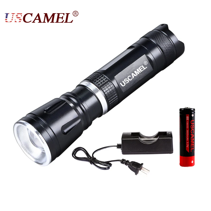 USCAMEL LED Flashlight Torch Zoom Light Self Defense High Lumen Mini
