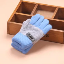 Вязаные перчатки для мальчиков и девочек возрастом от 3 до 6 лет зимние детские теплые рукавицы из хлопка и шерсти милые однотонные перчатки ST9
