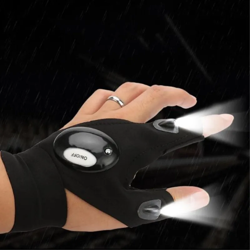 Night Fishing Glove+ LED Flashlight Multifunctional Waterproof Anti