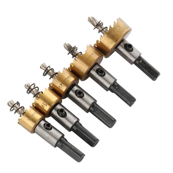 

5pcs 16-30mm HSS 6542 Carbide Core Drill Bit Hole Saw Metalworking Cutter Stainless Steel Alloy Metal Drilling Tip Drill Bit Set