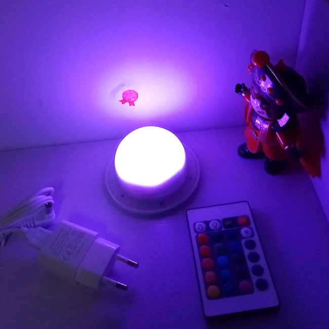 

D85mm direct charging Portable Mini LED Light Source with 16 color remote controller rechargeable 1200mah built-in 20pcs/Lot