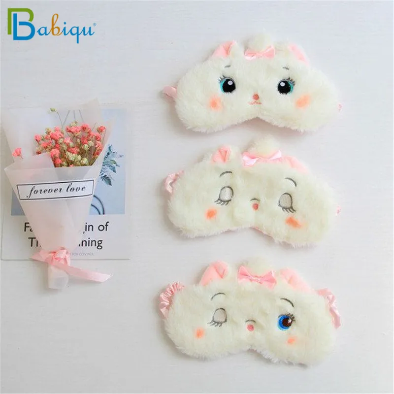 Babiqu 1pc 19cm Funny Creative Marie Cat Eye Mask Cover Cartoon Animal Plush Sleeping Mask Cute Anime Birthday Gift For Travel