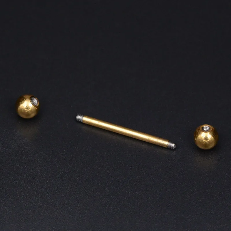 2 Pcs Tongue Piercing Titanium Plated Piercing Tongue Rings Bars Girls 14G Industrial Barbells Quality Body Ring piercing jewelry,body piercing jewelry,body jewelry