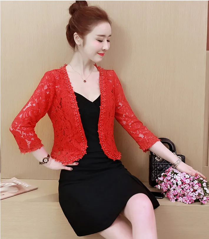 

Mr.nut summer bloom elegant style fashion lace coat trend and comfort with wild hollow thin chiffon shirt