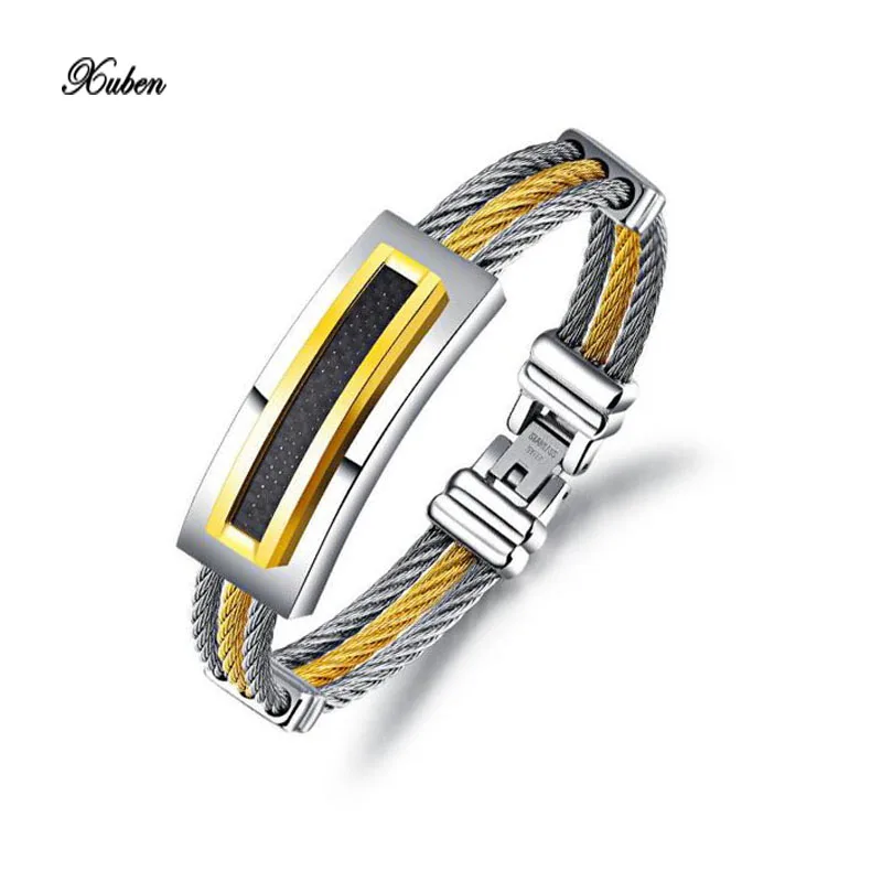 Xuben Silicone Stainless Steel Cross font b Bracelet b font Bangle For Men Silver font b