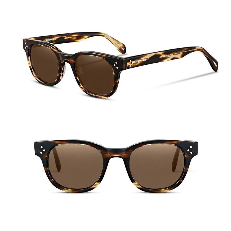 Высококачественные брендовые дизайнерские поляризационные солнцезащитные очки для мужчин путешествия ретро квадратный ацетат заклепки солнцезащитные очки для вождения OV5236