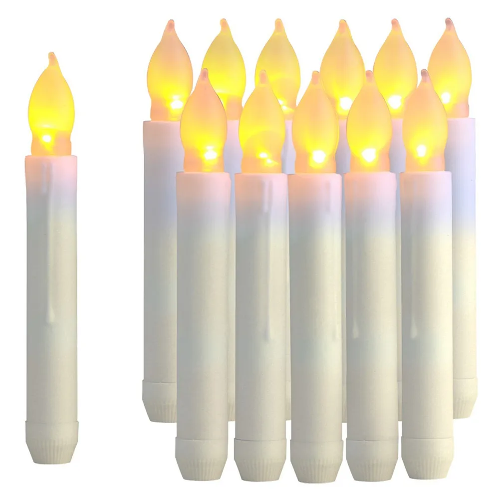 Pack of 4 Outdoor Flameless Taper Candles ,16.5 cm Amber LED lights