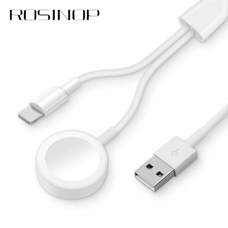 

Rosinop 2 in 1 QI Wireless Charger For apple watch USB Charger For iwatch 1 2 3 4 cargador 1m usb Cable Fast Charging Station