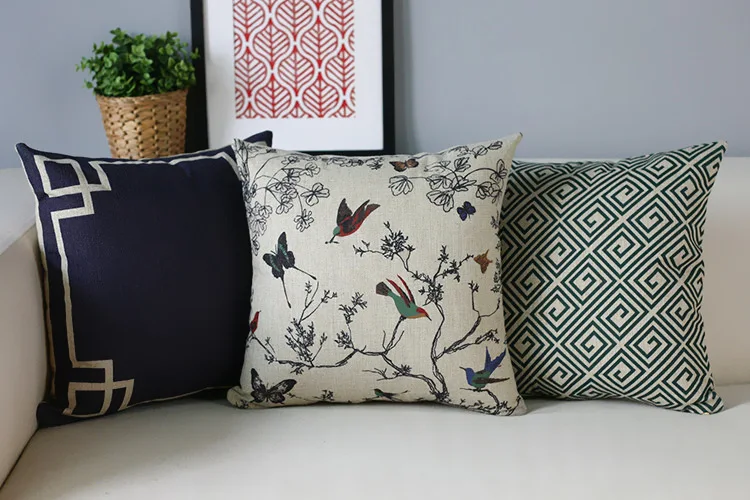 Американская неоклассическая Цветочная подушка с птицей s, элегантная Геометрическая подушка, подушка диван для оформления дома подушки