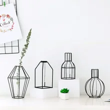 Металлическая ваза в скандинавском стиле, стеклянный контейнер для гидропоники, украшения для домашнего декора, аксессуары для рабочего стола, искусственные цветы, железная ваза, подарки