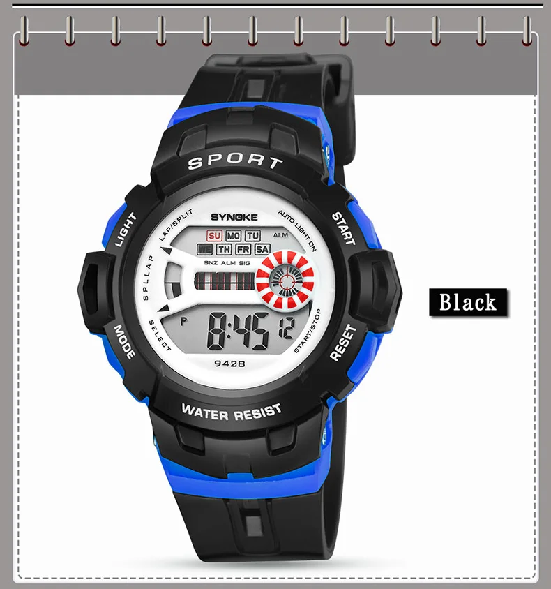 SYNOKE детские спортивные часы Мода светодиодный цифровые часы Детские 30 м водостойкий двойной дисплей наручные часы для подарок для