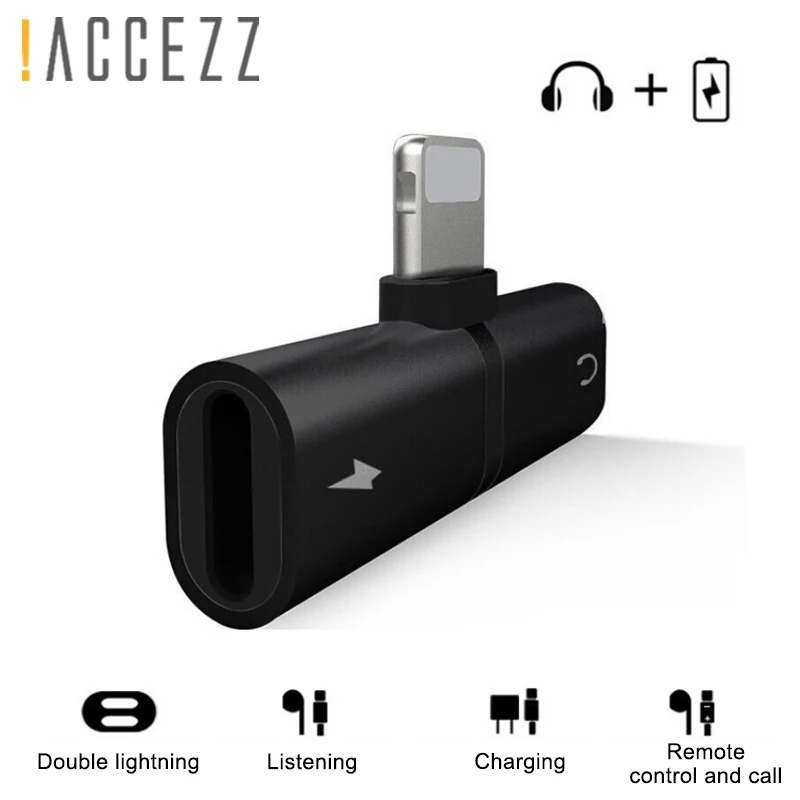 ! ACCEZZ наушники Аудио 2 в 1 адаптер разъем сплиттер для iphone 7/8Plus X MAX XR зарядное