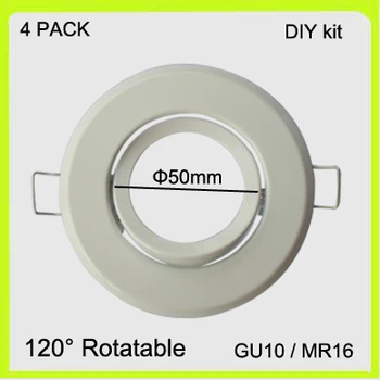 

DIY KIT 4 PACK frame for GU10 MR16 GU5.3 bracket support stand metal led spotlight holder round dia50mm easy install.