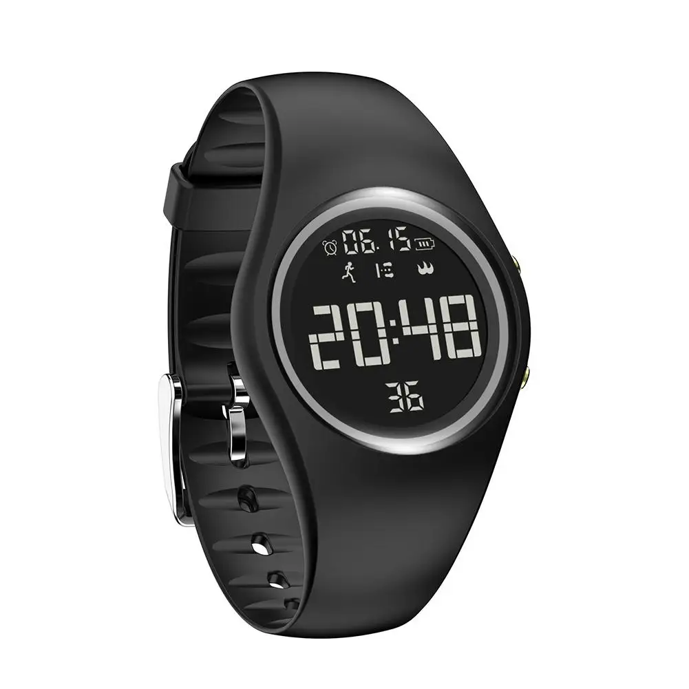 Sports Silicone USB Charge Round Dial Unisex Pedometer Smart Digital
