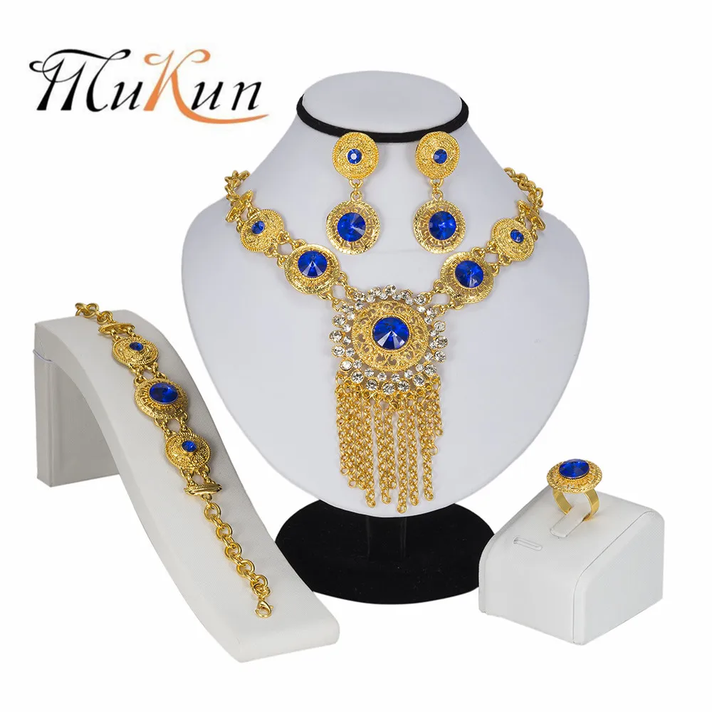 

MUKUN Fashion Ethnic Boho Jewelry Set Gold Color Nigerian Bridal Wedding Bijoux African Beads Jewellery Sets Parure Bijoux Femme