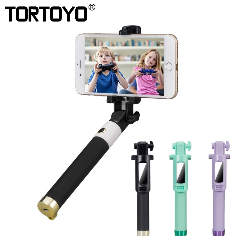 TORTOYO Mini Smart Bluetooth Wireless Selfie Stick Handheld Extendable Shooting Pole Monopod Phone Holder for iPhone Camera Gift |