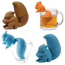 500 шт./лот, чудесная сеточка-белка для заваривания чая, ситечко со свободными листьями, силиконовый фильтр для специй, диффузор