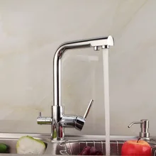 2015 Новый Chrome Керамические Смесители Torneira Пункт Cozinha Grifos Cocina кухня Раковина Кран Чистый Медный Горячей И Холодной Двойной нажмите