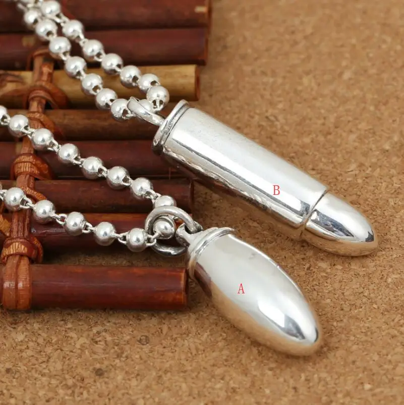 

S925 sterling silver jewelry glossy simple bullet pendant (FGL)