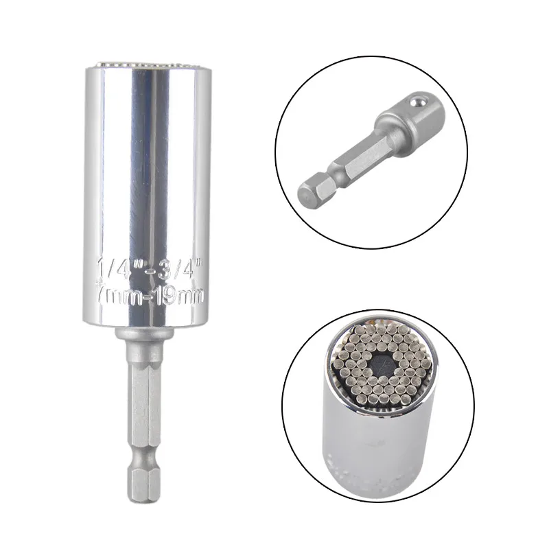 

Универсальный многофункциональный гаечный ключ, набор головных ключей 7-19 мм, соединительный стержень, Трещоточный гаечный ключ