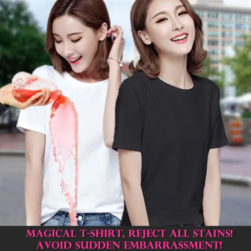 5-level Waterproof Women Anti-Dirty T Shirt Hydrophobic Stainproof Antifouling Quick Dry Top Short Sleeve Magic Hiking T-Shirt