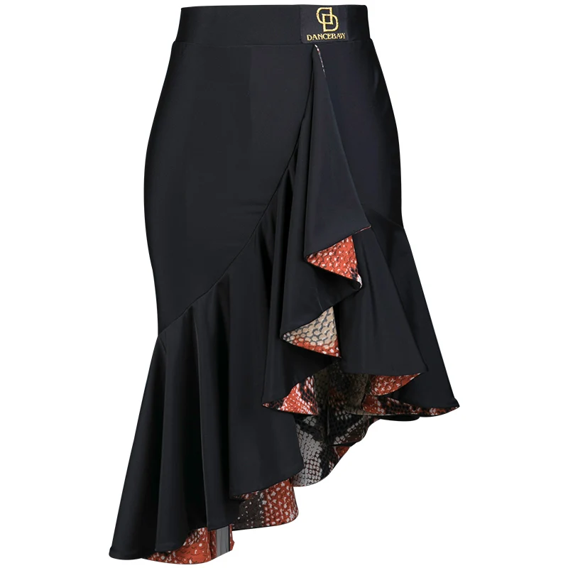 Юбка для латинских танцев Женская юбка для взрослых с листьями лотоса Женская бальная юбка ча Сальса Румба танцевальный костюм тонкая тренировочная одежда DWY1941