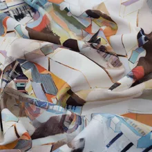 Мода Граффити дом цифровая картина елочка стрейч атласная ткань для платья Базен riche getzner telas tecido tissus