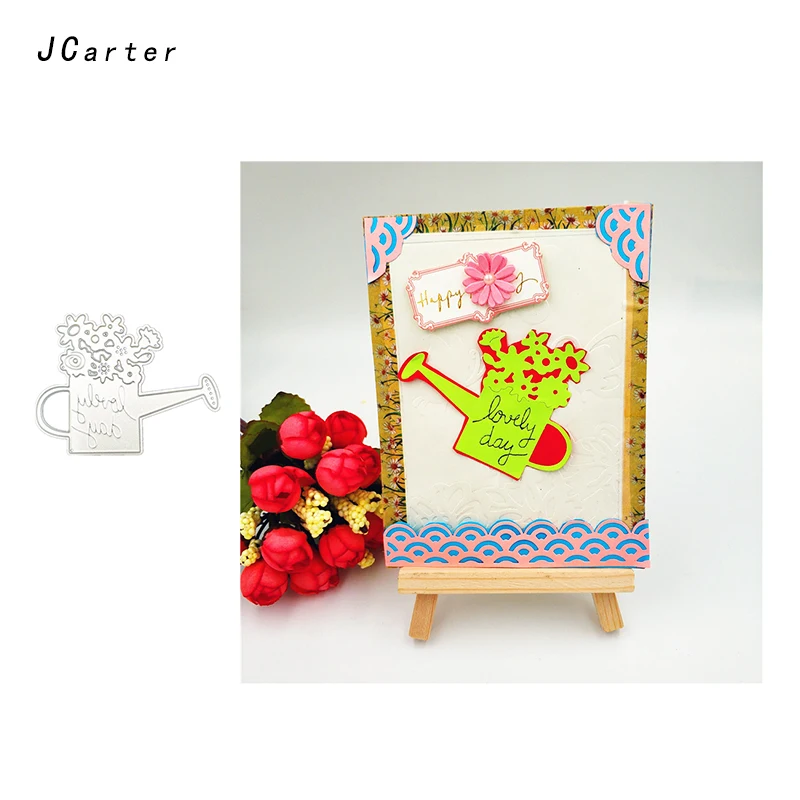 

JC New Arrival Flowers Watering Can Metal Cutting Dies for Scrapbooking DIY Embossing Folder Cards Handmade Album Stencil Crafts
