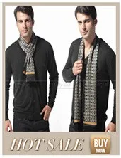 Fashion Brand Mens 100% Silk Long Scarf/Cravat Double Layer Black__ Gifts__For 4 Seasons