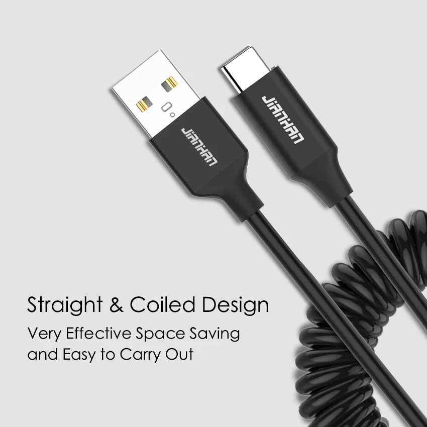 1.5 M نوع C كابل الربيع ل Xiaomi Mi5 5 V 2.4A سريع نوع-C كابل بيانات الشحن ل onePlus 2 نوع C كابل لسامسونج S8 ملاحظة