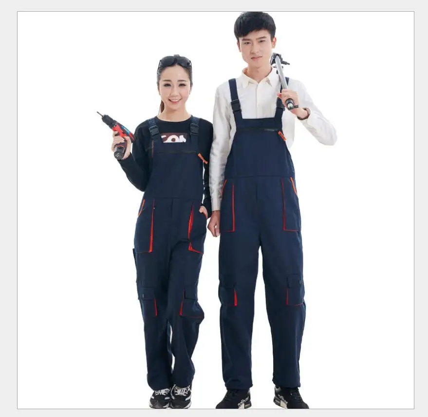 Men Women Bib Overalls Work Clothing Protective Coverall Repairman Strap Jumpsuits Working Uniforms Sleeveless Coveralls 4 Color