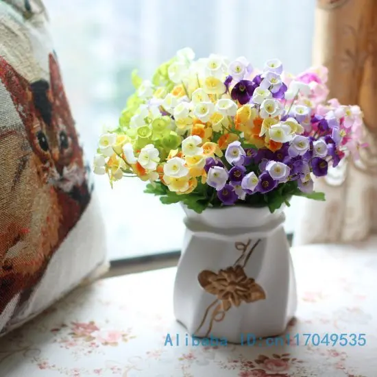 

6 PCS Bouquet Silk Abutilon Striatum Dicks Artificial Flowers 5 Colors Available F47
