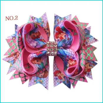 

300 BLESSING Good Girl 4.5" Princess Hair Bow Clip Mermaid Scale Rhinestone