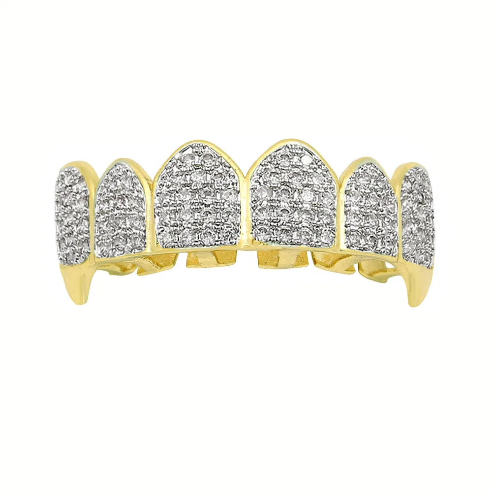 Хип-хоп зубные решетки золотого и серебристого цвета покрытые Iced out Grillz на заказ косплей имитация алмазных зубов колпачок сверху и снизу Grillz кепки - Цвет: Multicolor lower