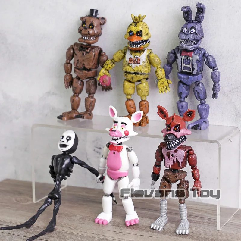 FNAF Five Nights at Freddy's Action Figures Set 6pcs - Nightmare Freddy, Chica, Bonnie, Funtime Foxy PVC Toys image 5