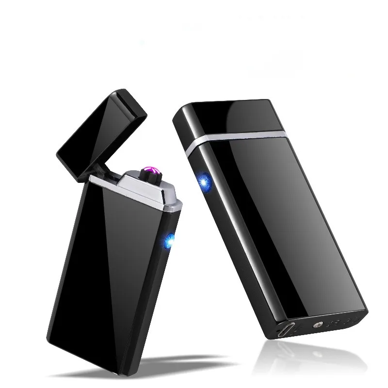 

Customize USB Electric Double Arc Lighter Rechargeable Windproof Torch Lighter Cigarette Dual Thunder Pulse Cross Lighter Plasma