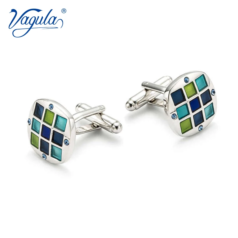 

VAGULA Classic Copper Men's Cuff links French Shirt Button Gemelos Hot Selling Enamel Crystal Cufflinks 167