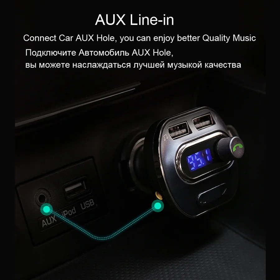 XCGaoon Bluetooth 4,1 автомобильный комплект громкой связи MP3 плеер fm-передатчик 2 USB 5 В 3.4A Поддержка TF карта USB музыка и AUX линейный выход