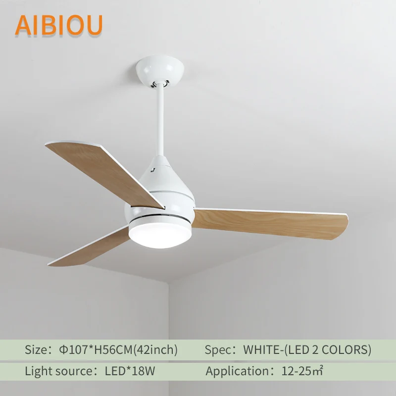 AIBIOU 220 В светодиодные потолочные вентиляторы с подсветкой с дистанционным управлением, деревянный вентилятор, освещение для гостиной, столовой, современные вентиляторы - Цвет лезвия: White-42inch