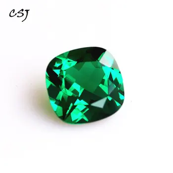 

CSJ Created Emerald Loose Gemstone Cushion Cut Nano Emerald For Silver Mounting Rings Diy Jewelry Fine Cutting