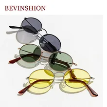Ретро очки женские Овальные Солнцезащитные очки Мужские брендовые дизайнерские металлические корейские маленькие винтажные Круглые Солнцезащитные очки красные желтые очки Lunette