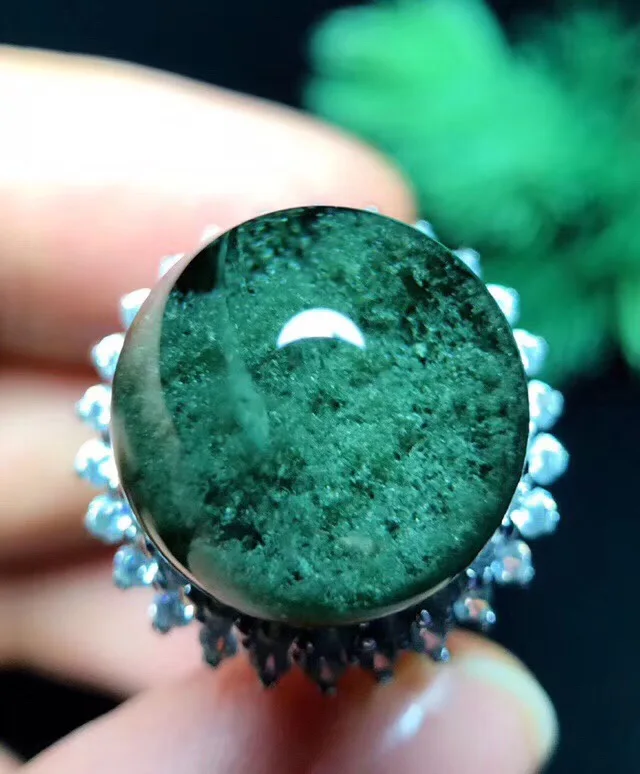Natural Green Phantom Quartz Crystal Adjustable Ring (3)