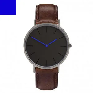 Черный Чехол черный циферблат уход за кожей лица дизайн часы с кварцевым механизмом - Цвет: blue brown strap