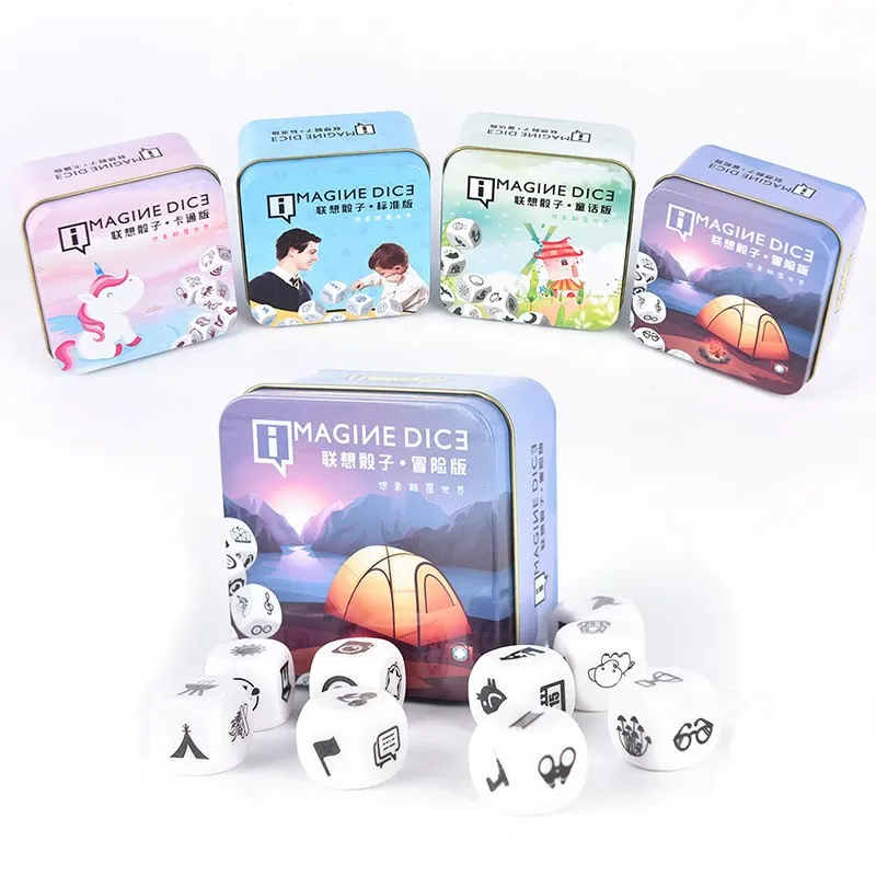 

1 pc story dice story dice game look picture telling a story white cubes with box for family fun party board game