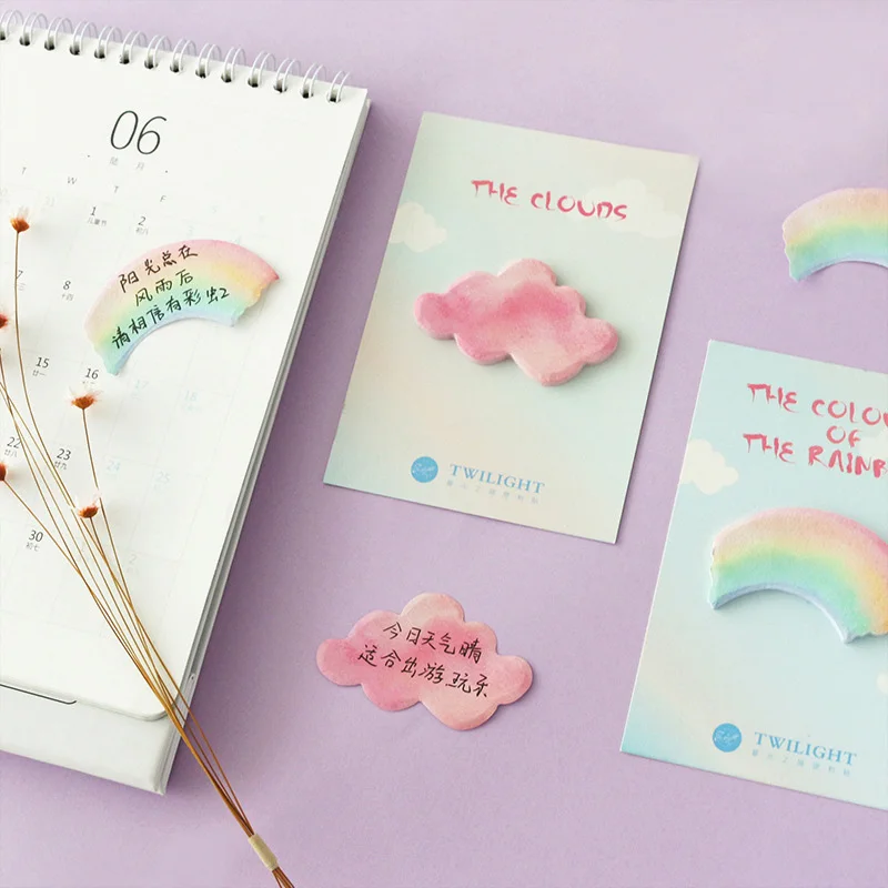 

Korean Stationery Cute Rainbow Cloud Memo Pad Kawaii Sticky Notes Paper Writing Pads For Kids Gift Office School Supplies