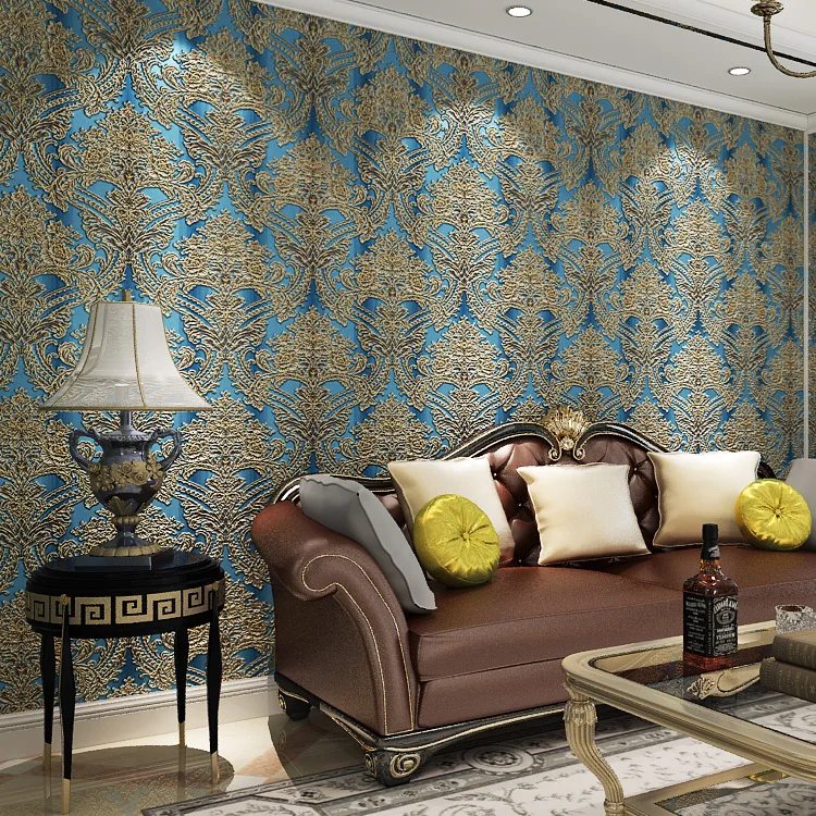 

Luxury American Flower 3D Wallpaper Rolls for Living Room TV Background Damask 3d Wall paper 3d Wallcoverings