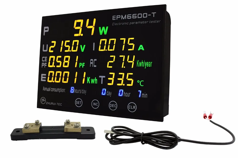 AC EPM6600-T/30A шунта/9 кВт Многофункциональный измеритель мощности монитор/термометр измерения V I P PF CE кВт-ч E и температуры